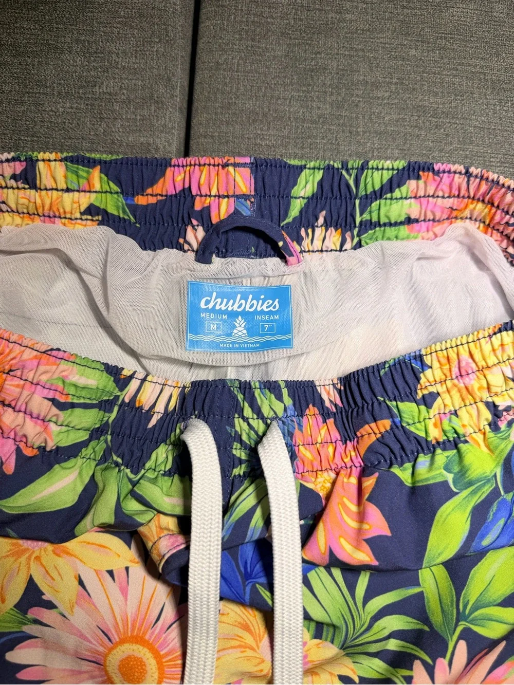 chubbies Navy Floral Athletic Swim Shorts